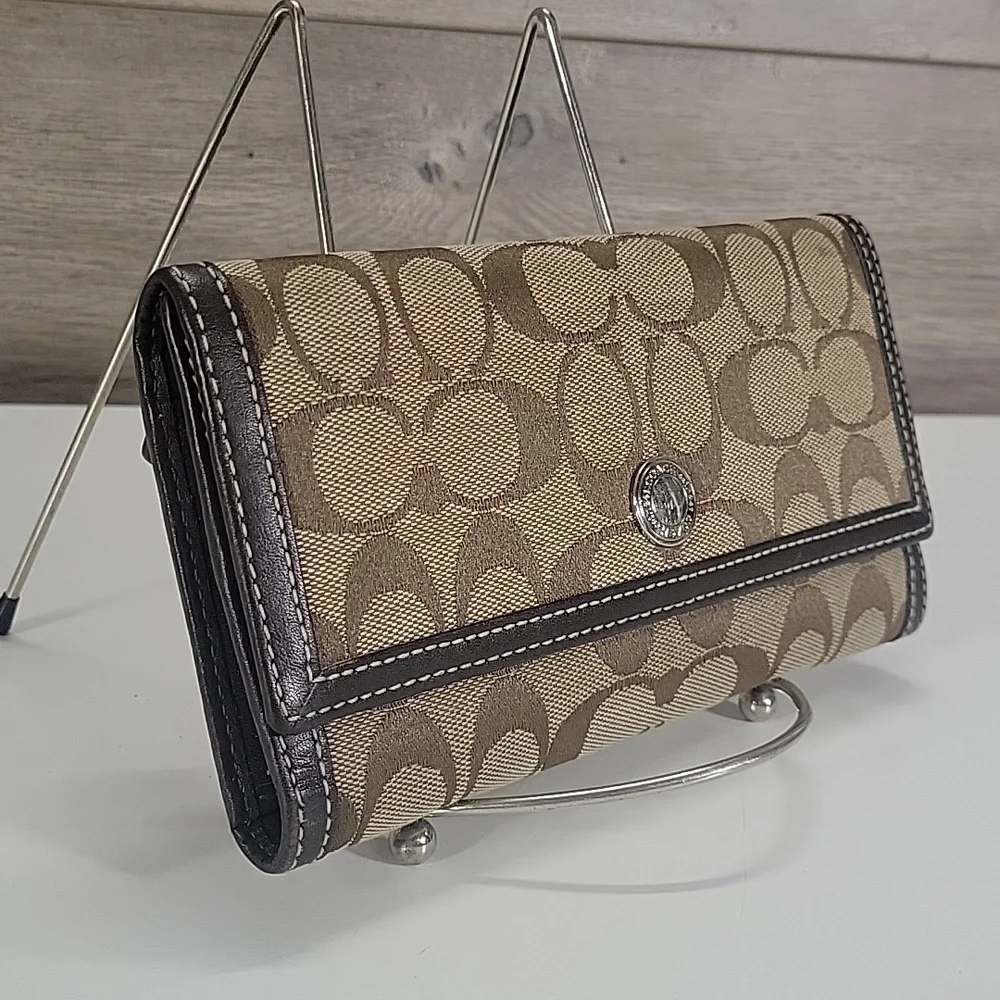 Coach Brown Signature Canvas/Leather Wallet